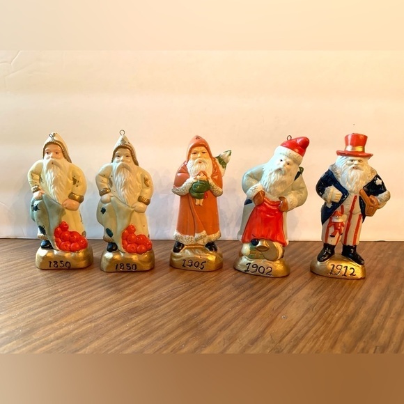 Set Of 5 MSR Imports Santa Ornaments Vintage Look Ceramic 1991 Taiwan 4 3/4” - Picture 1 of 7